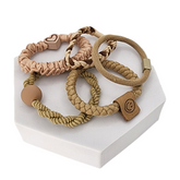 Beige Knot & Heart Braided Hair Ties - 5 pack