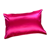 Dark Pink satin pillowcase on a white background
