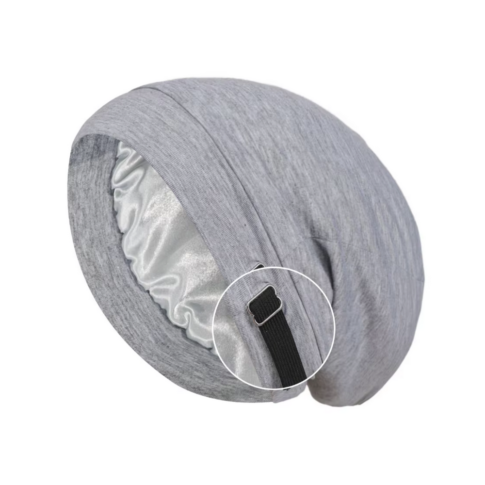 Satin-Lined Sleep Bonnet Gray