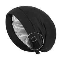 Satin-Lined Sleep Bonnet Black