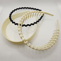 Black and White Matte Comb Headband Trio