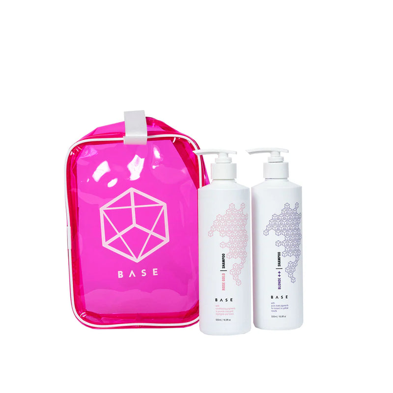Base Blonde ++ & Rose Gold 500ml Duo with Travel Bag