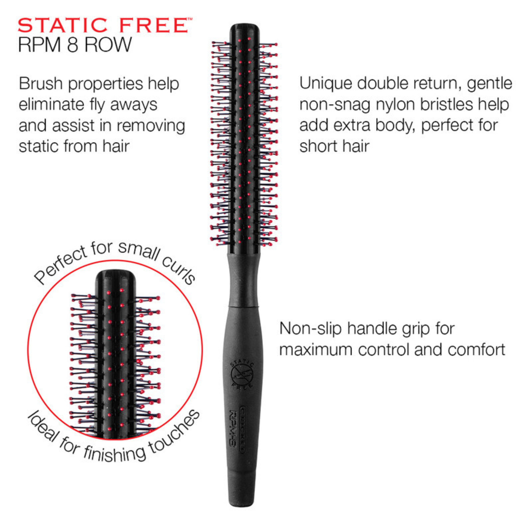 Cricket Static Free RPM 8 Row Brush #707