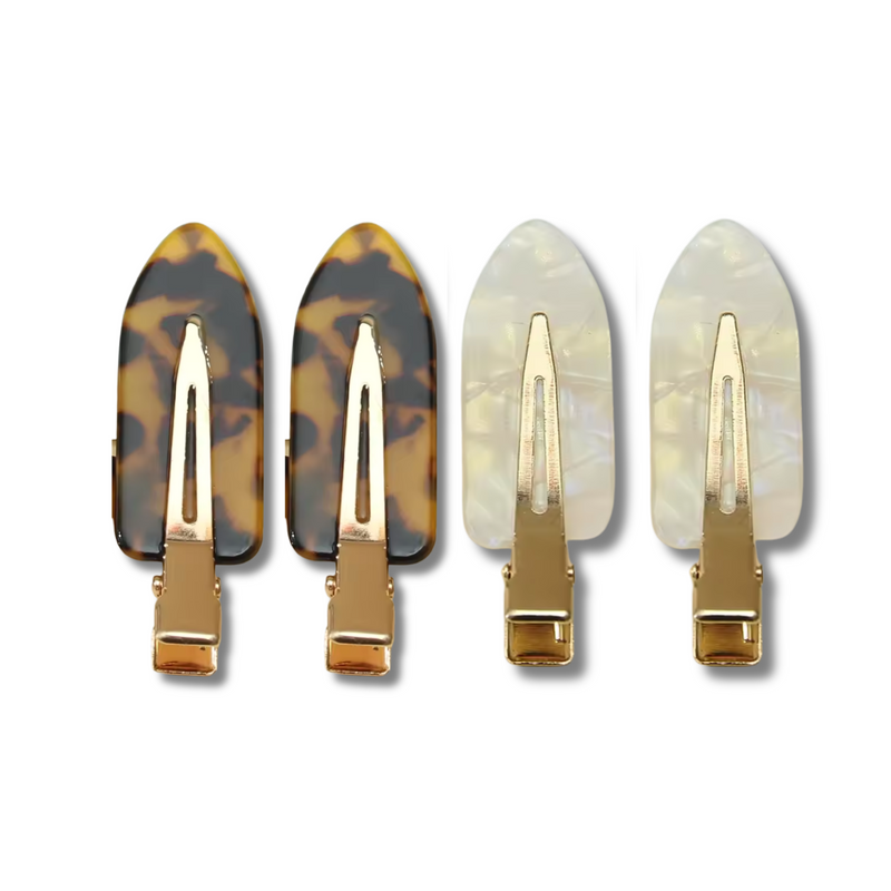 No-Crease Hair Clips Leopard and Pearl