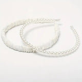 Fashion Headbands White Scrunchie & Faux Pearl