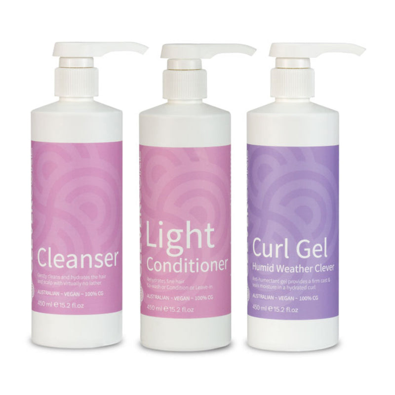 Clever Curl Cleanser, Humid Weather Gel and Light Conditioner Trio - Haircare Superstore