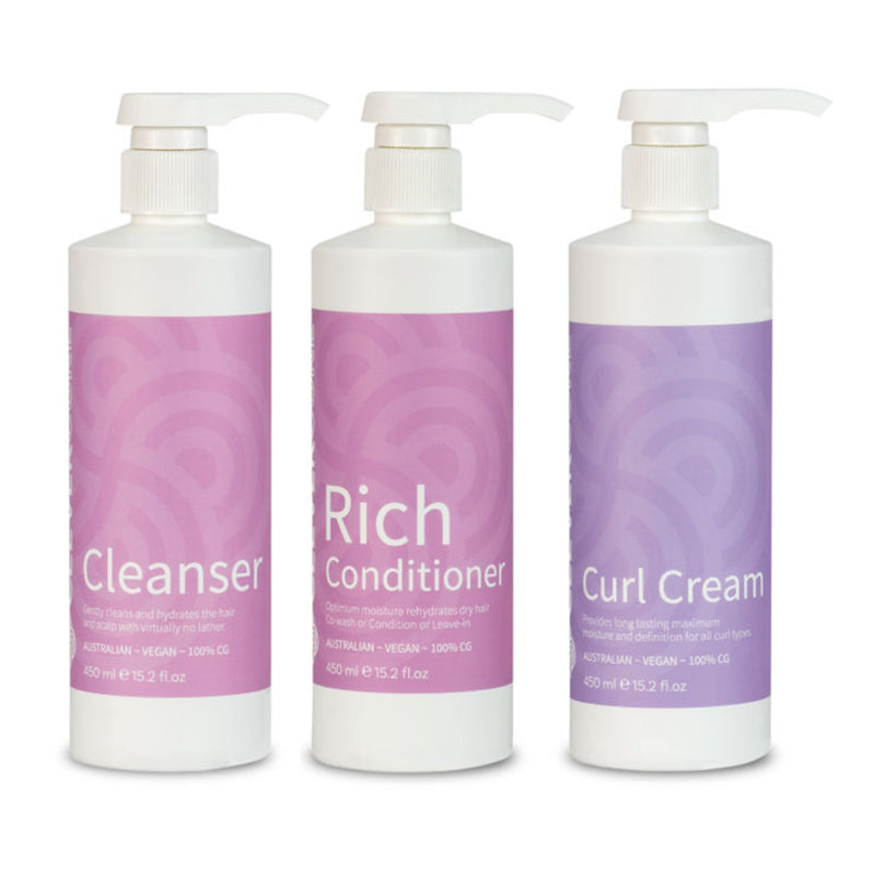 Clever Curl Cleanser, Rich Conditioner and Curl Cream Trio - Haircare Superstore