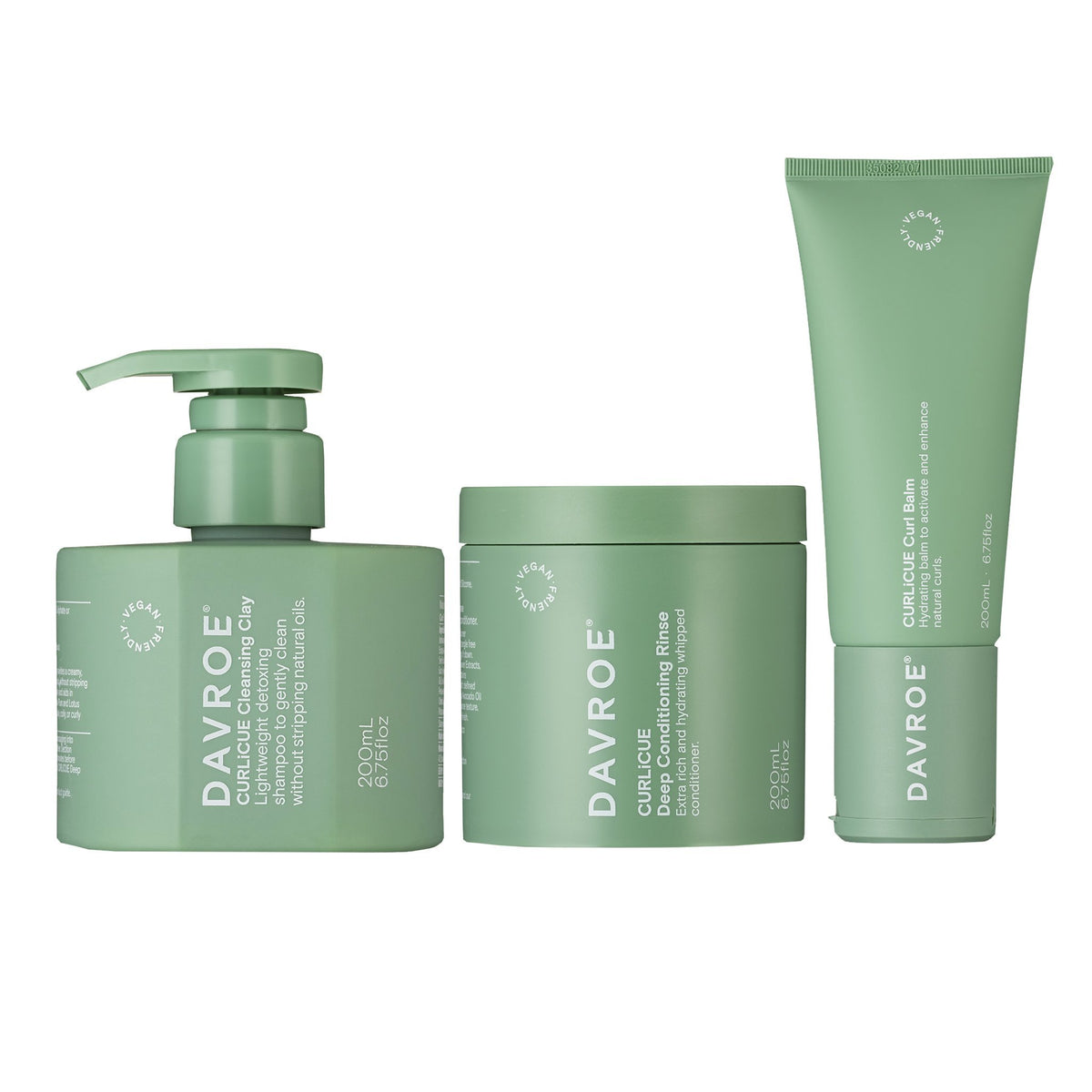 Davroe CURLiCUE Cleansing Clay, Conditioning Rinse and Curl Balm Trio - Haircare Superstore