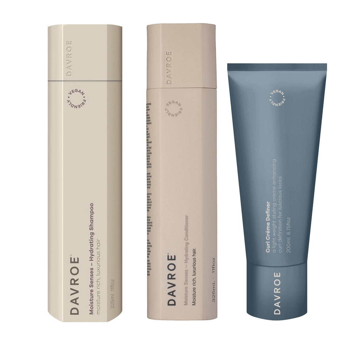 Davroe Moisture Senses Hydrating Shampoo, Conditioner and Curl Crème Definer Trio - Haircare Superstore